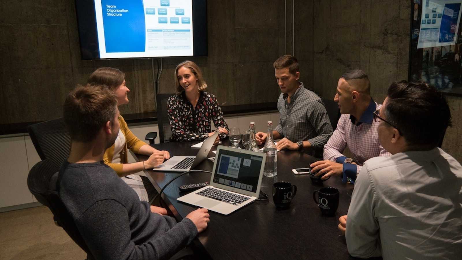 Team collaborating in a meeting room